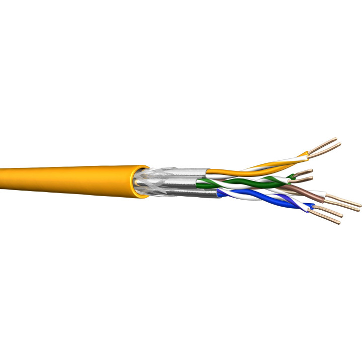 DRAKA UC1200, 4P, HS23, Netzwerkkabel halogenfrei, AWG23, Cat7A, SFT/P, gelb, Meterware