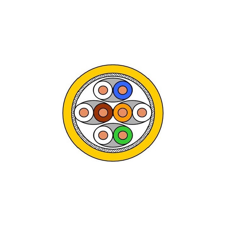 DRAKA UC1200, 4P, SS23, Netzwerkkabel halogenfrei, AWG23, Cat7A, SFT/P, gelb, Meterware