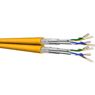 DRAKA UC1500, 2x4P, SS22, Duplex Netzwerkkabel halogenfrei, AWG22 LSHF-FR, Cat7A, SFT/P, gelb, Meterware