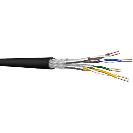 DRAKA UC1500, 4P, SS22, Netzwerkkabel halogenfrei, AWG22, Cat7, SFT/P, schwarz, Meterware, geeignet für direkte Erdverlegung