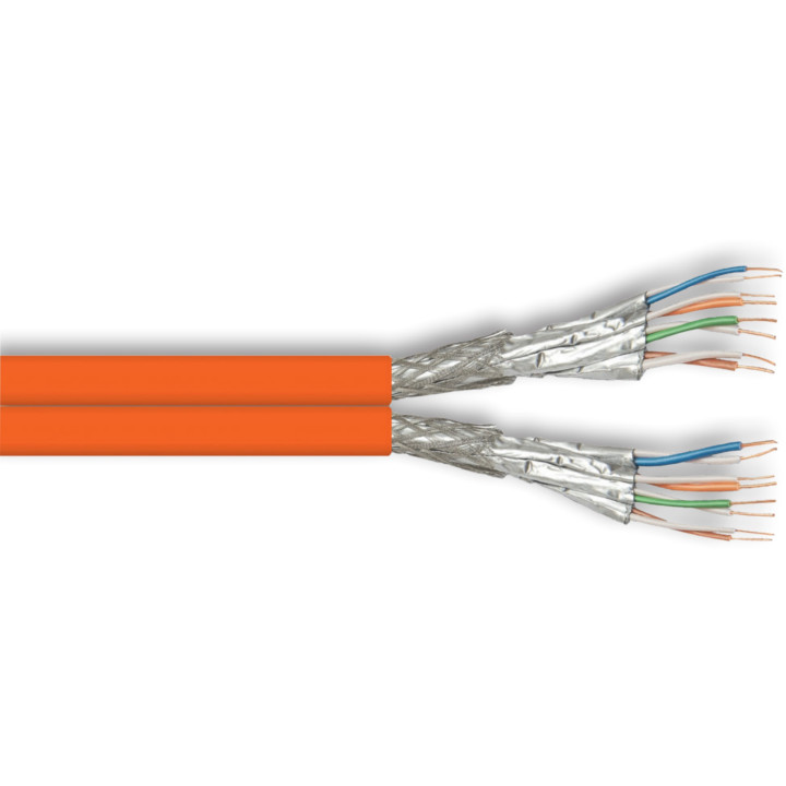 LOKMANN 1000MHz Cat7 Duplex-Netzwerkabel, AWG23, S/FTP, orange, 100m Rolle