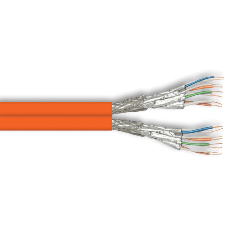 LOKMANN 1000MHz Cat7 Duplex-Netzwerkabel, AWG23, S/FTP, orange, 500m Rolle