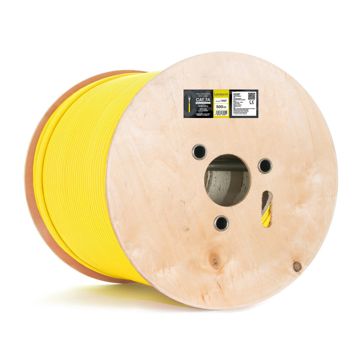LOKMANN 1200MHz Cat7A-Netzwerkabel, AWG23,S/FTP, gelb, 500 Trommel
