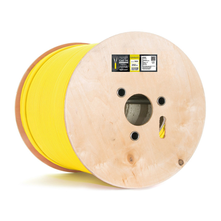LOKMANN 1200MHz Cat7A-Duplex Netzwerkabel, AWG23,S/FTP, gelb, 250 Rolle