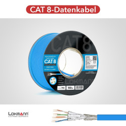 LOKMANN 2000MHz Cat8-Netzwerkabel, AWG22,S/FTP, orange, 50 Rolle