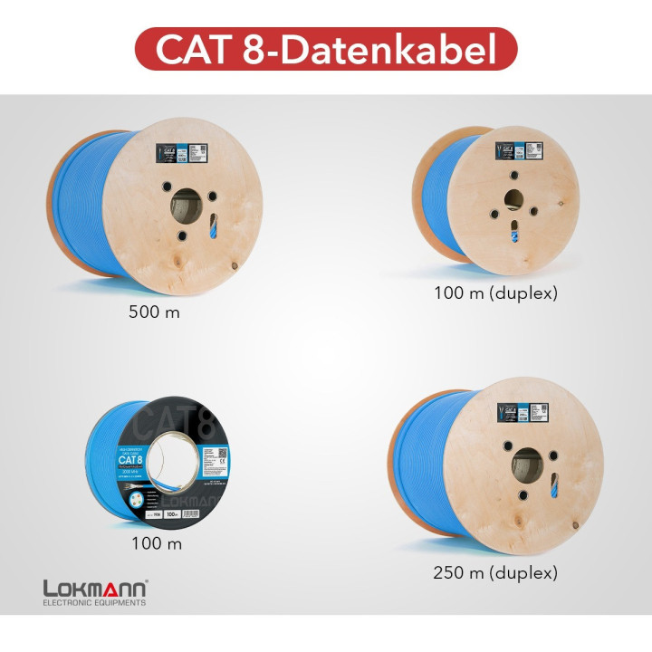 LOKMANN 2000MHz Cat8-Netzwerkabel, AWG22,S/FTP, orange, 100 Rolle