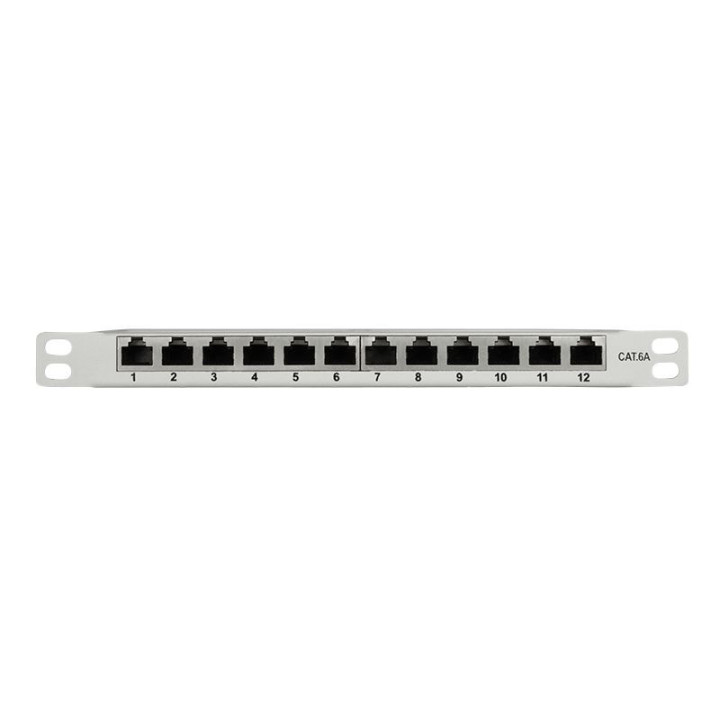 Logilink NP0065 Patchpanel 10" Desktop CAT.6A, 12-Port, 0,5 HE, grau