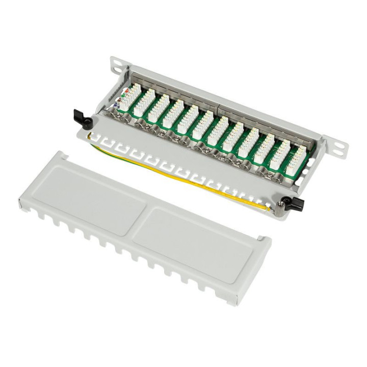Logilink NP0065 Patchpanel 10" Desktop CAT.6A, 12-Port, 0,5 HE, grau