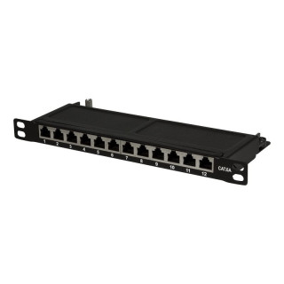 Logilink NP0066 Patchpanel 10" Desktop CAT.6A, 12-Port, 0,5 HE, schwarz