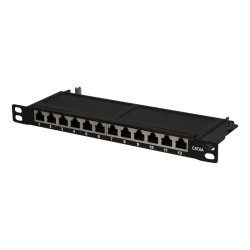 Logilink NP0066 Patchpanel 10" Desktop CAT.6A, 12-Port, 0,5 HE, schwarz