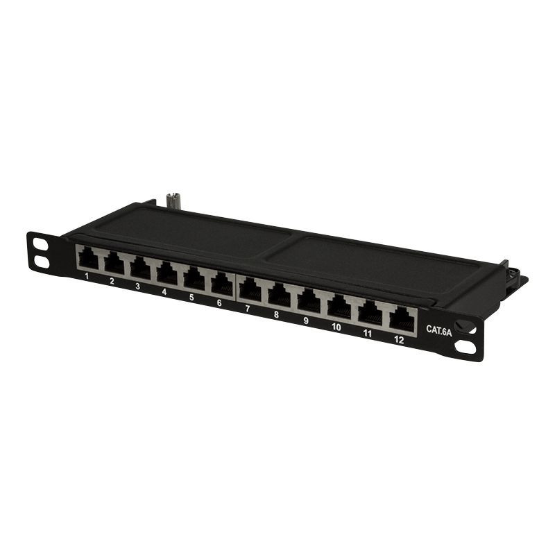 Logilink NP0066 Patchpanel 10" Desktop CAT.6A, 12-Port, 0,5 HE, schwarz
