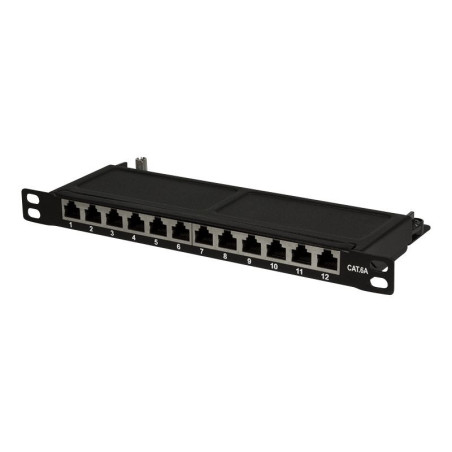 Logilink NP0066 Patchpanel 10" Desktop CAT.6A, 12-Port, 0,5 HE, schwarz