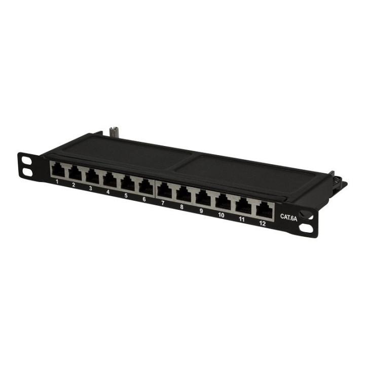 Logilink NP0066 Patchpanel 10" Desktop CAT.6A, 12-Port, 0,5 HE, schwarz
