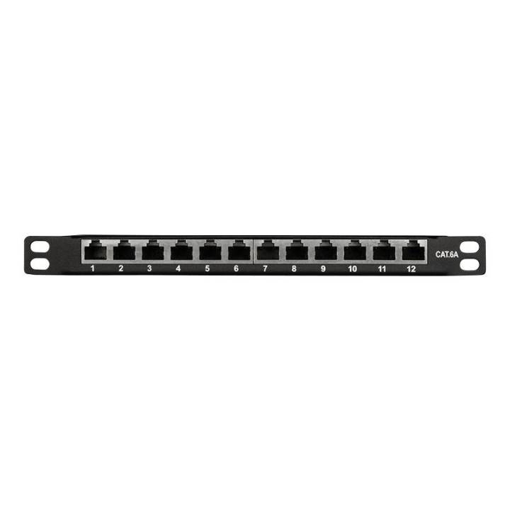 Logilink NP0066 Patchpanel 10" Desktop CAT.6A, 12-Port, 0,5 HE, schwarz
