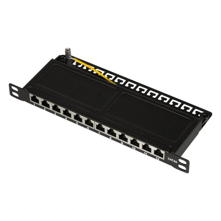 Logilink NP0066 Patchpanel 10" Desktop CAT.6A, 12-Port, 0,5 HE, schwarz