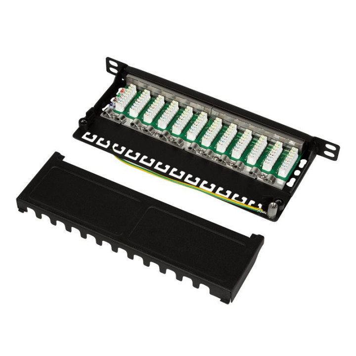 Logilink NP0066 Patchpanel 10" Desktop CAT.6A, 12-Port, 0,5 HE, schwarz