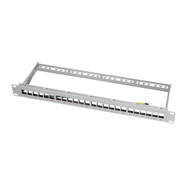 LogiLink NK4041, 19" Patchpanel für 24 Keystone Module, 1 HE, unbestückt, grau