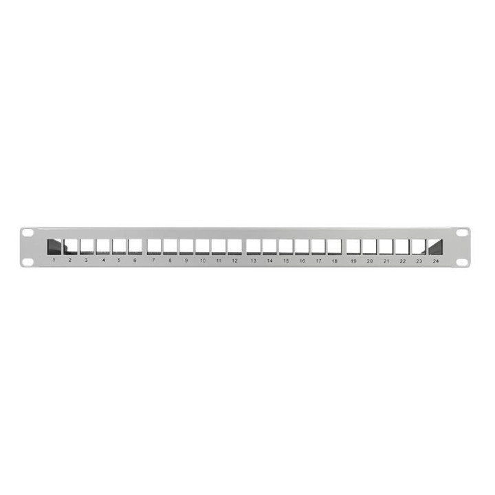 LogiLink NK4041, 19" Patchpanel für 24 Keystone Module, 1 HE, unbestückt, grau