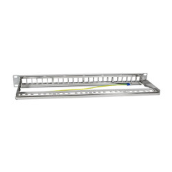 LogiLink NK4041, 19" Patchpanel für 24 Keystone Module, 1 HE, unbestückt, grau