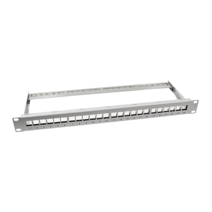 LogiLink NK4041, 19" Patchpanel für 24 Keystone Module, 1 HE, unbestückt, grau