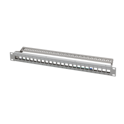 LogiLink NK4057, 19" Patchpanel für 24 Keystone Module, 1 HE, unbestückt, grau