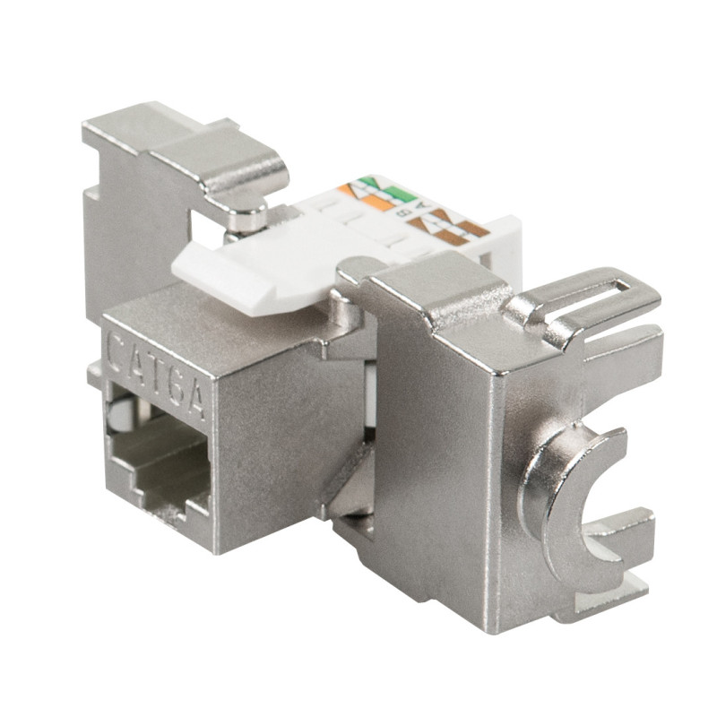 Keystone RJ45 Buchse, CAT 6A, geschirmt, werkzeuglose Montage