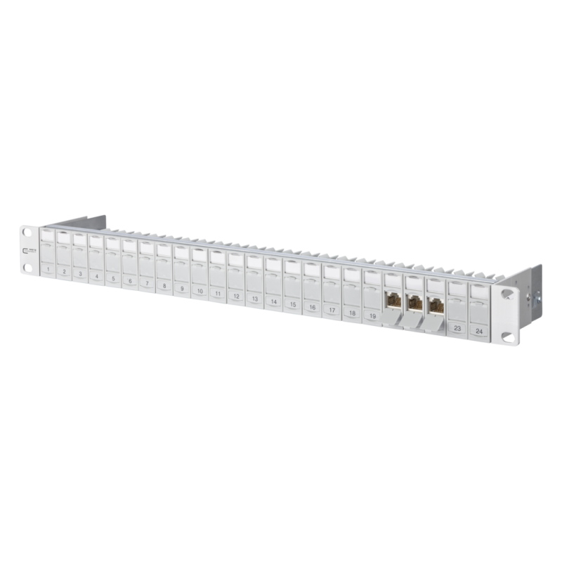 Metz Connect 130920-E E-DAT Modul 24x8(8) 1HE Patchfeld, Cat.6A, lichtgrau