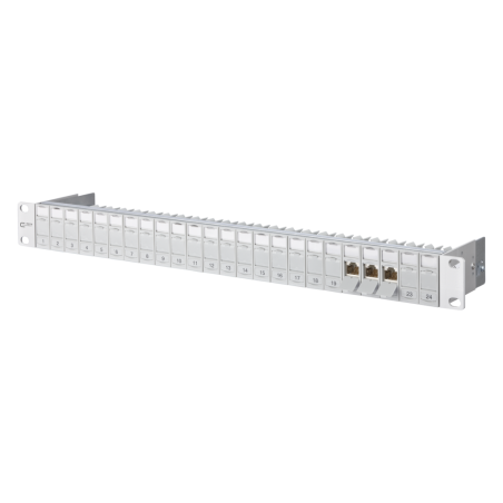 Metz Connect 130920-E E-DAT Modul 24x8(8) 1HE Patchfeld, Cat.6A, lichtgrau