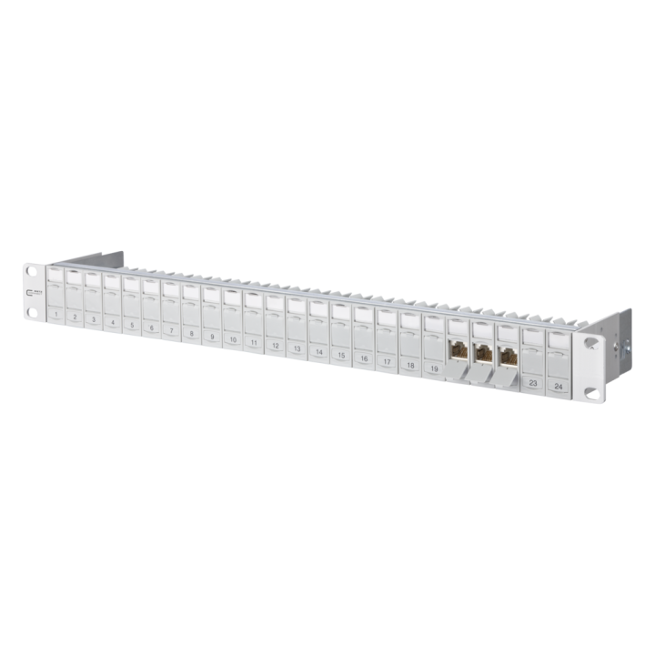 Metz Connect 130920-E E-DAT Modul 24x8(8) 1HE Patchfeld, Cat.6A, lichtgrau
