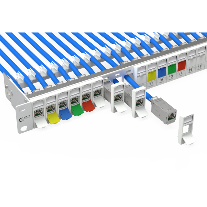 Metz Connect 130920-E E-DAT Modul 24x8(8) 1HE Patchfeld, Cat.6A, lichtgrau