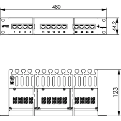 Telegärtner 100007031, 19" Patch Panel ISDN/TEL, 1HE MPPI25-H, Cat.3, ungeschirmt