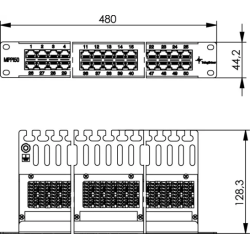Telegärtner 100007041, 19" Panel Panel ISDN/TEL, 1HE MPPI50-H, Cat.3, ungeschirmt