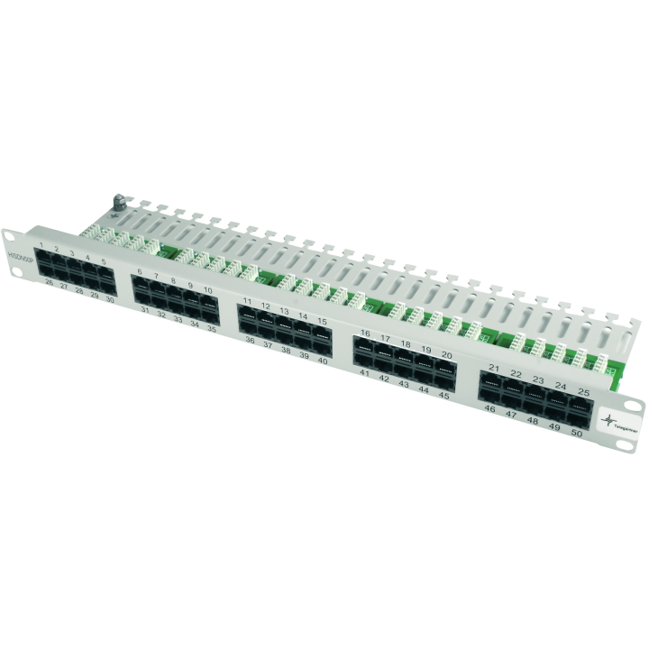 Telegärtner 100007041, 19" Panel Panel ISDN/TEL, 1HE MPPI50-H, Cat.3, ungeschirmt