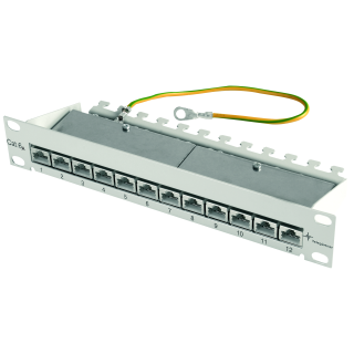 Telegärtner 100007002, 10" Patch Panel geschirmt, 255mm, RAL7035 MPP12-HS K Cat.6a