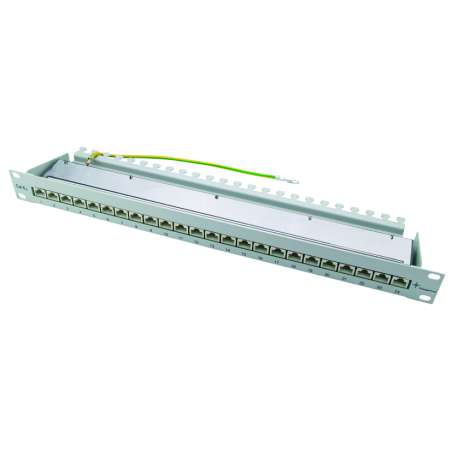 Telegärtner 100007016, 19" Patch Panel geschirmt, 1HE, RAL7035, MPP24-HS, K Cat.6a