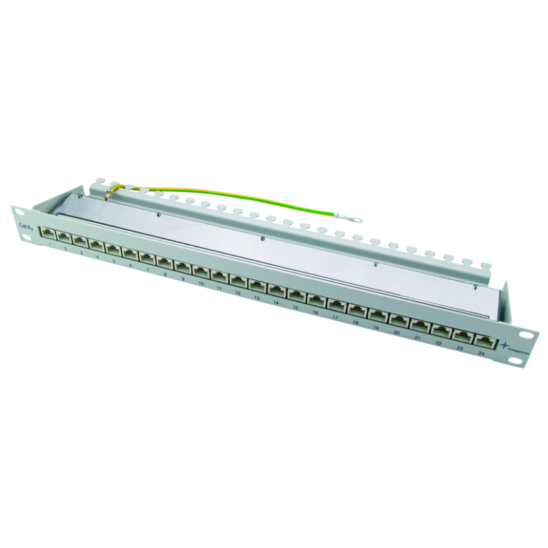 Telegärtner 100006996, 19" Patch Panel geschirmt, 1HE, RAL7035, MPP16-HS, K Cat.6a