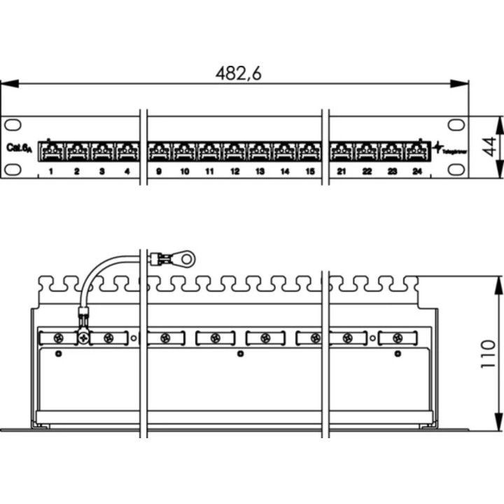Telegärtner 100006996, 19" Patch Panel geschirmt, 1HE, RAL7035, MPP16-HS, K Cat.6a