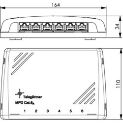 Telegärtner 100006988, Mini-Verteiler, geschirmt, lichtgrau, MPD6-HS, K Cat.6a