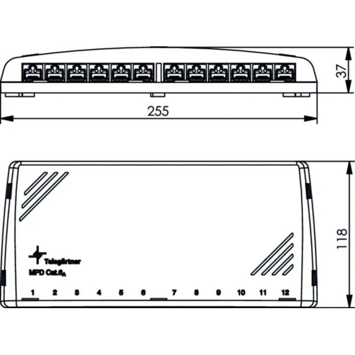 Telegärtner 100006997, Mini-Verteiler, geschirmt, alpinweiß, MPD12-HS, K Cat.6a