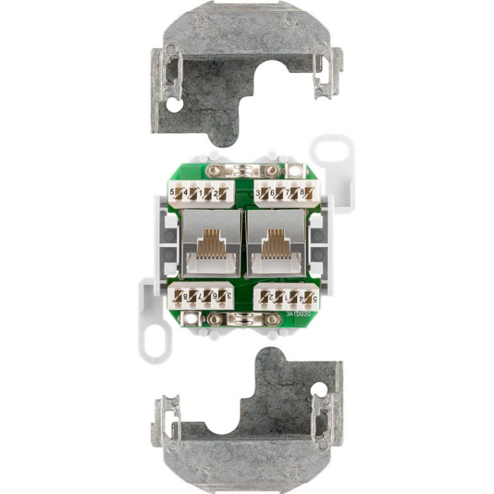Netzwerkdose 50971, CAT 5e, 2x Western 8/8-Anschlüsse, Aufputz