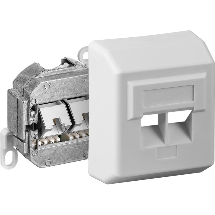 Netzwerkdose 50971, CAT 5e, 2x Western 8/8-Anschlüsse, Aufputz
