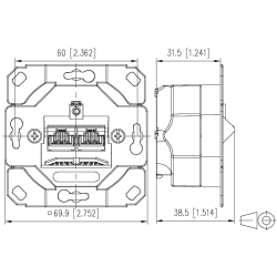 Metz Connect Netzwerkdose 130C381200-I, CAT 6A, 2 port 8/8(8)-Anschlüsse, ohne Abdeckung