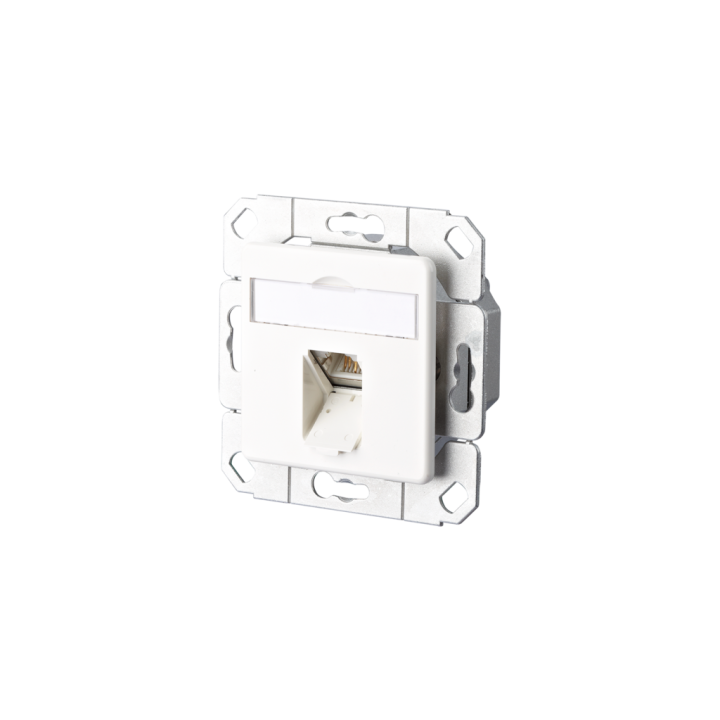 Metz Connect Netzwerkdose 130C371200-I E-DAT Cat.6A, 1Port UP0 Anschlüsse, Unterputz, reinweiß