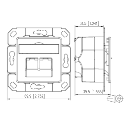 Metz Connect Netzwerkdose 130C381102I, CAT 6A, 2 port 8/8(8)-Anschlüsse, Unterputz, reinweiß