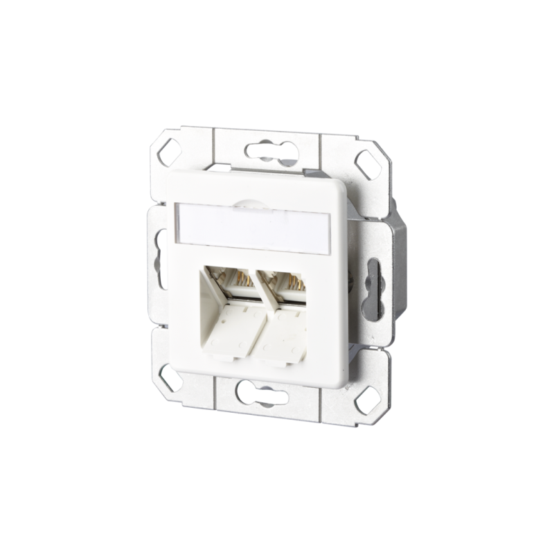 Metz Connect Netzwerkdose 130C381102I, CAT 6A, 2 port 8/8(8)-Anschlüsse, Unterputz, reinweiß