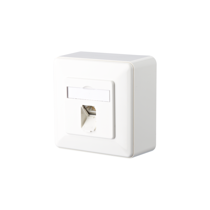 Metz Connect Netzwerkdose 130C370002I E-DAT Cat.6A, 1Port UP0 Anschlüsse, Aufputz, reinweiß