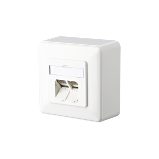 Metz Connect Netzwerkdose 130C380002I, CAT 6A, 2 port 8/8(8)-Anschlüsse, Aufputz, reinweiß