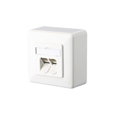 Metz Connect Netzwerkdose 130C380002I, CAT 6A, 2 port 8/8(8)-Anschlüsse, Aufputz, reinweiß
