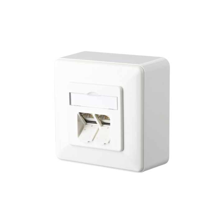 Metz Connect Netzwerkdose 130C380002I, CAT 6A, 2 port 8/8(8)-Anschlüsse, Aufputz, reinweiß