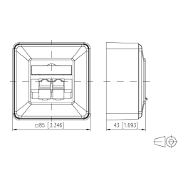Metz Connect Netzwerkdose 130C380002I, CAT 6A, 2 port 8/8(8)-Anschlüsse, Aufputz, reinweiß